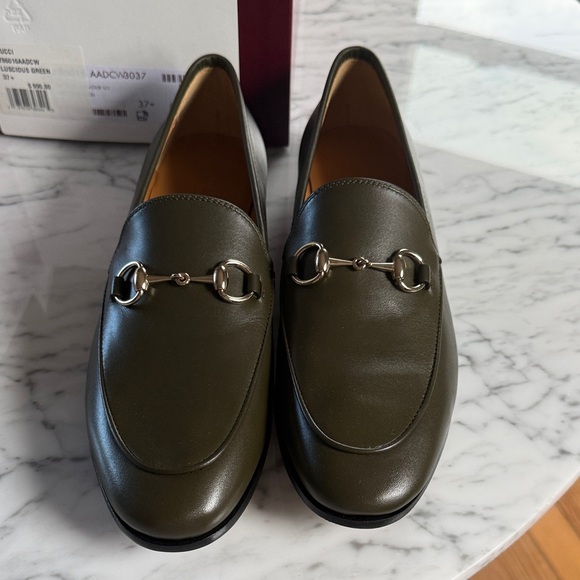 Gucci Shoes - Gucci Olive Leather Loafers